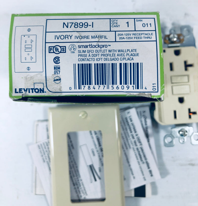 Leviton Slim GFCI Ivory Outlet with Wallplate N7899-I