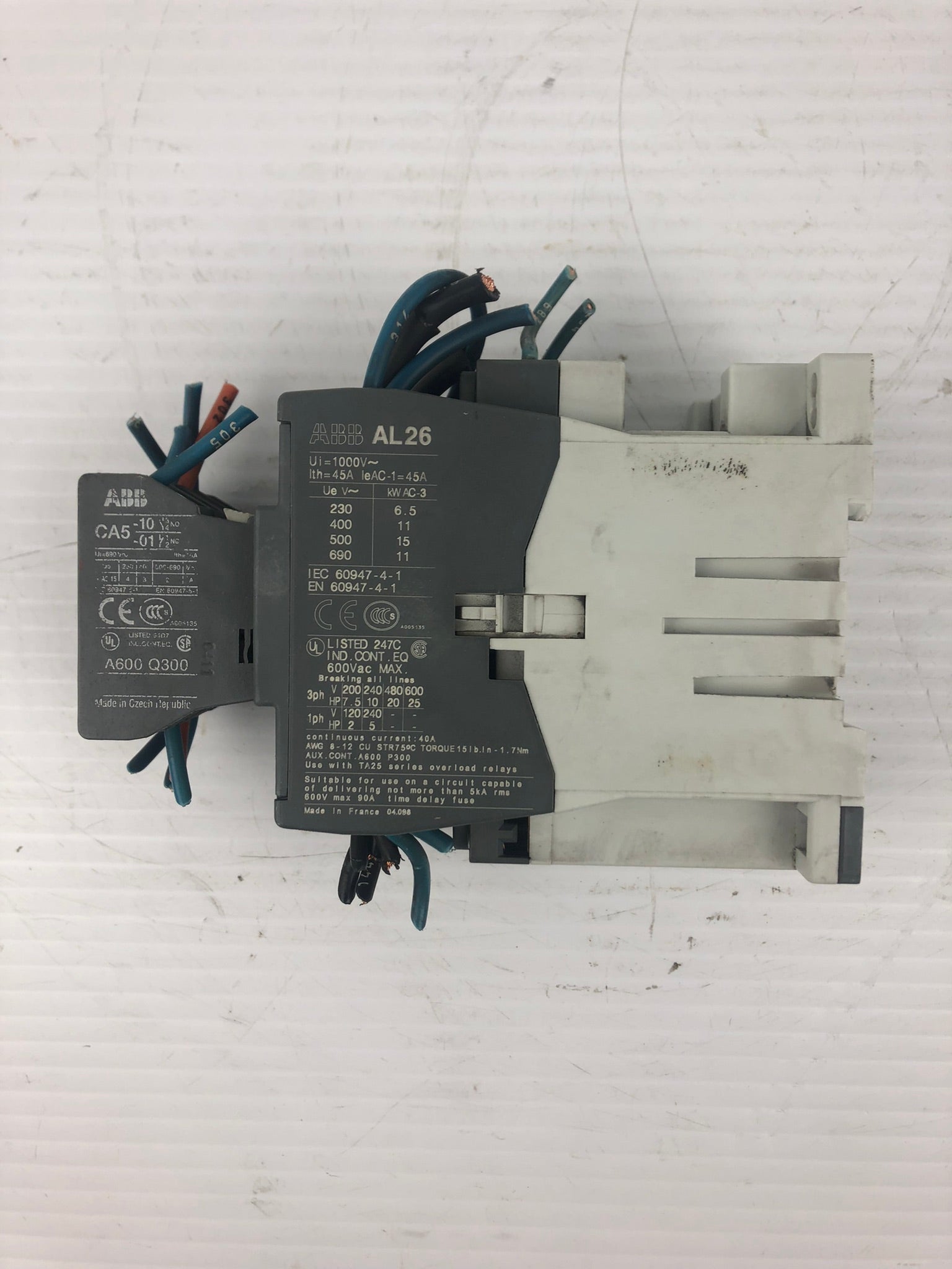 ABB AL26 Contactor with CA5-10 Auxiliary Contact Block 4-Pole