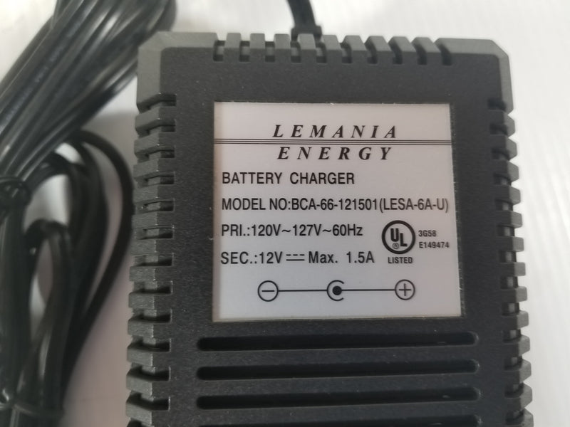 Lemania Energy BCA-66-121501 Battery Charger 12V 1.5A – Metal Logics, Inc.