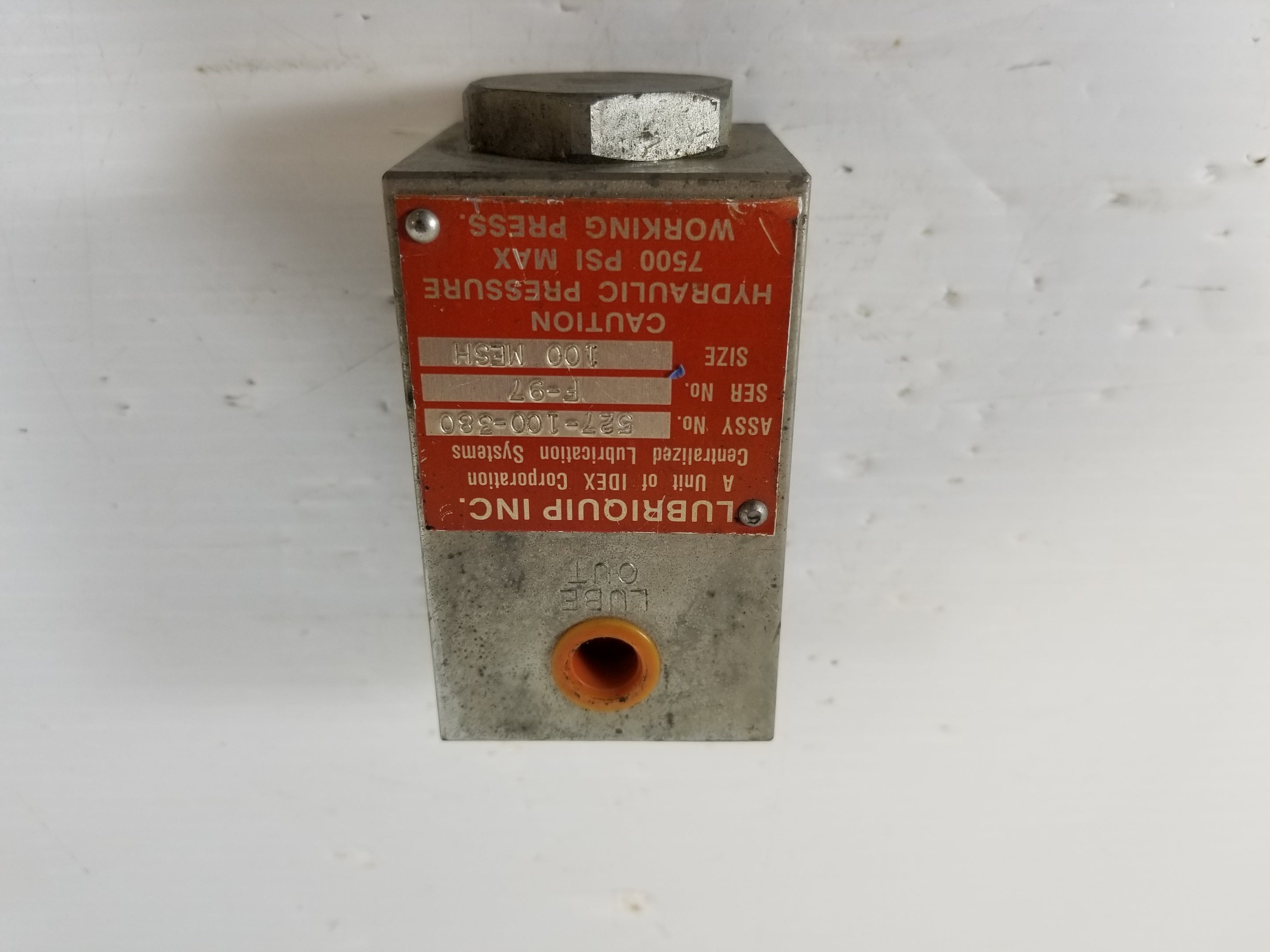 IDEX Lubriquip 527-100-380 Sediment Strainer 100 Mesh 7500 PSI