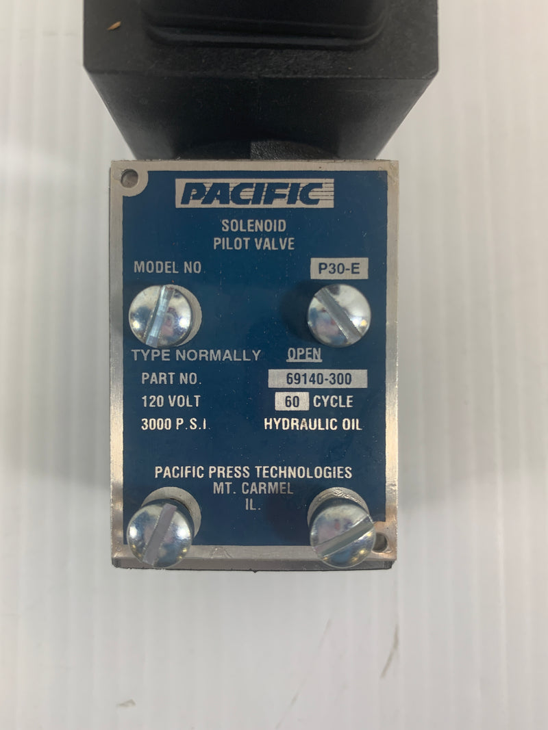 Pacific P30-E Solenoid Pilot Valve 69140-300 120VAC 3000 PSI