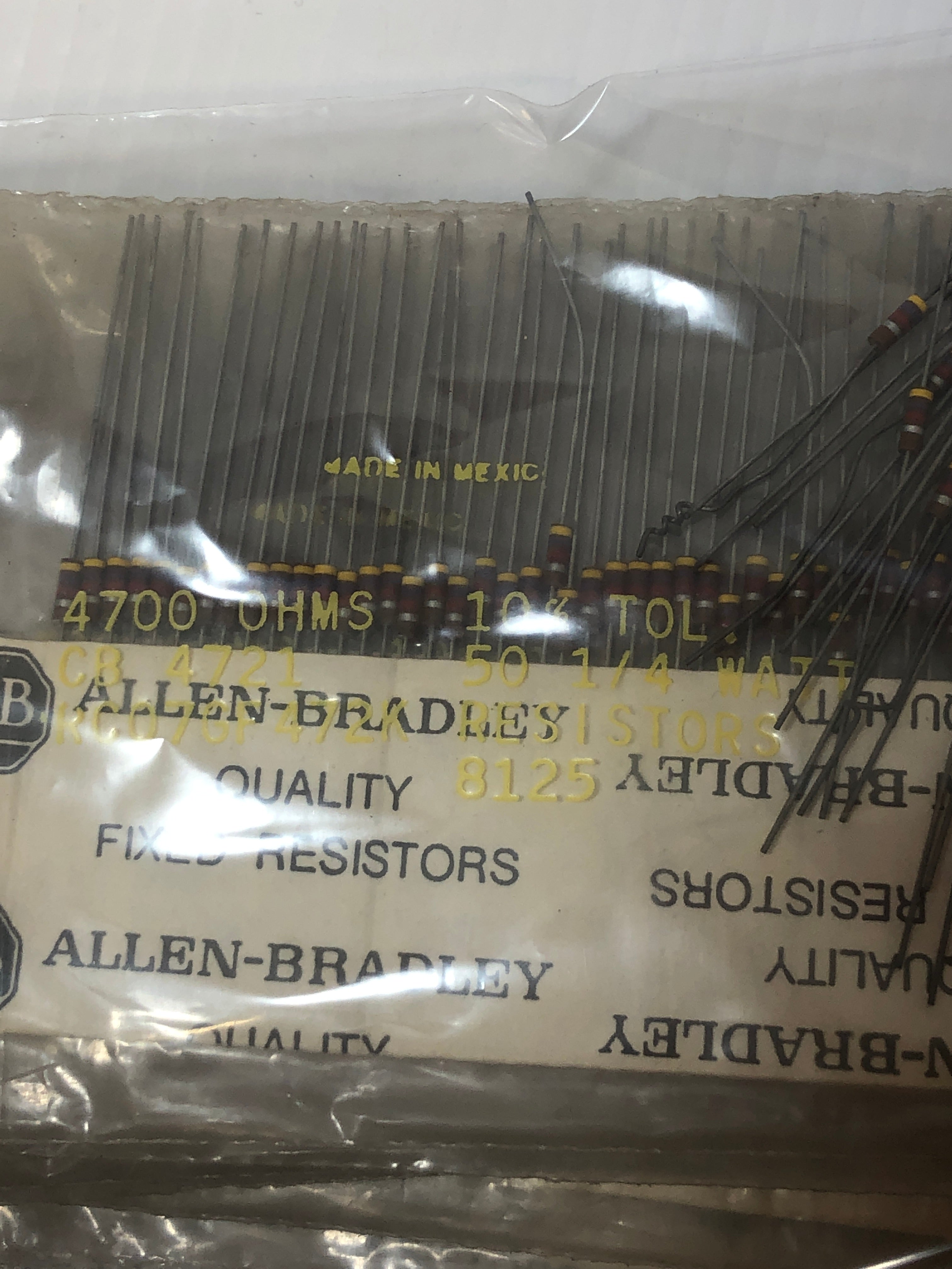 Allen-Bradley Resistor 4700 OHMS 10% Tol CB 4721 1/4 Watt RCO7GF472K -Lot of 550