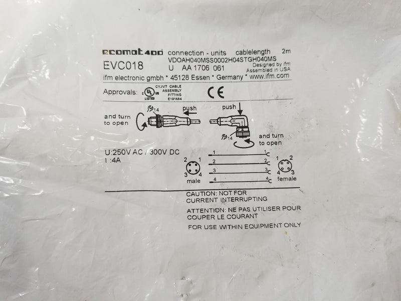 IFM EVC018 Ecomat 400 Sensor Cordset