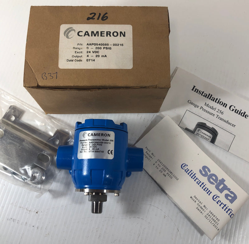 Cameron Pressure Transmitter Model 256 Part Number AAPO540089-00216