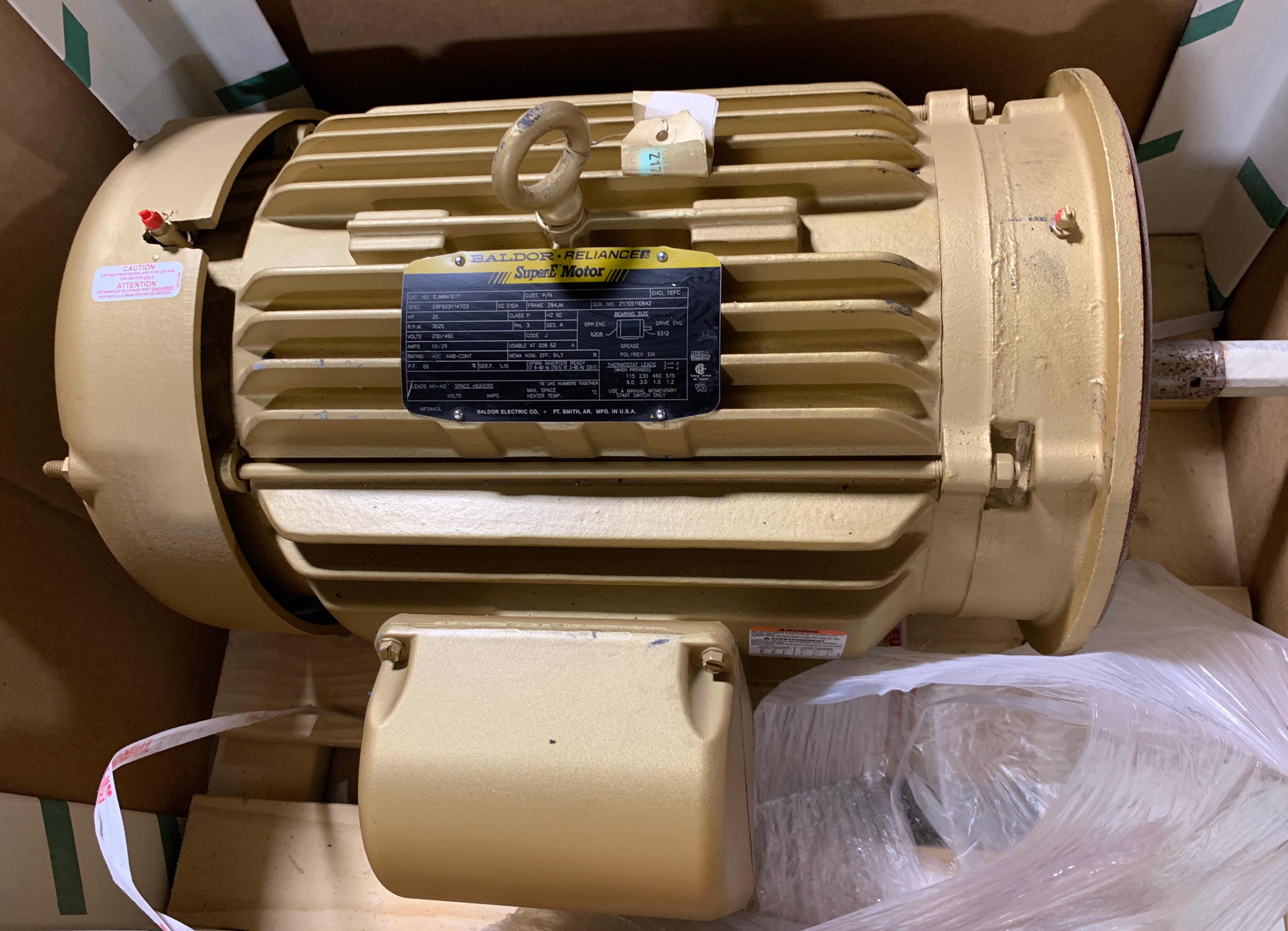 Baldor Reliance EJMM4107T Motor 25 HP 3PH 3525 RPM