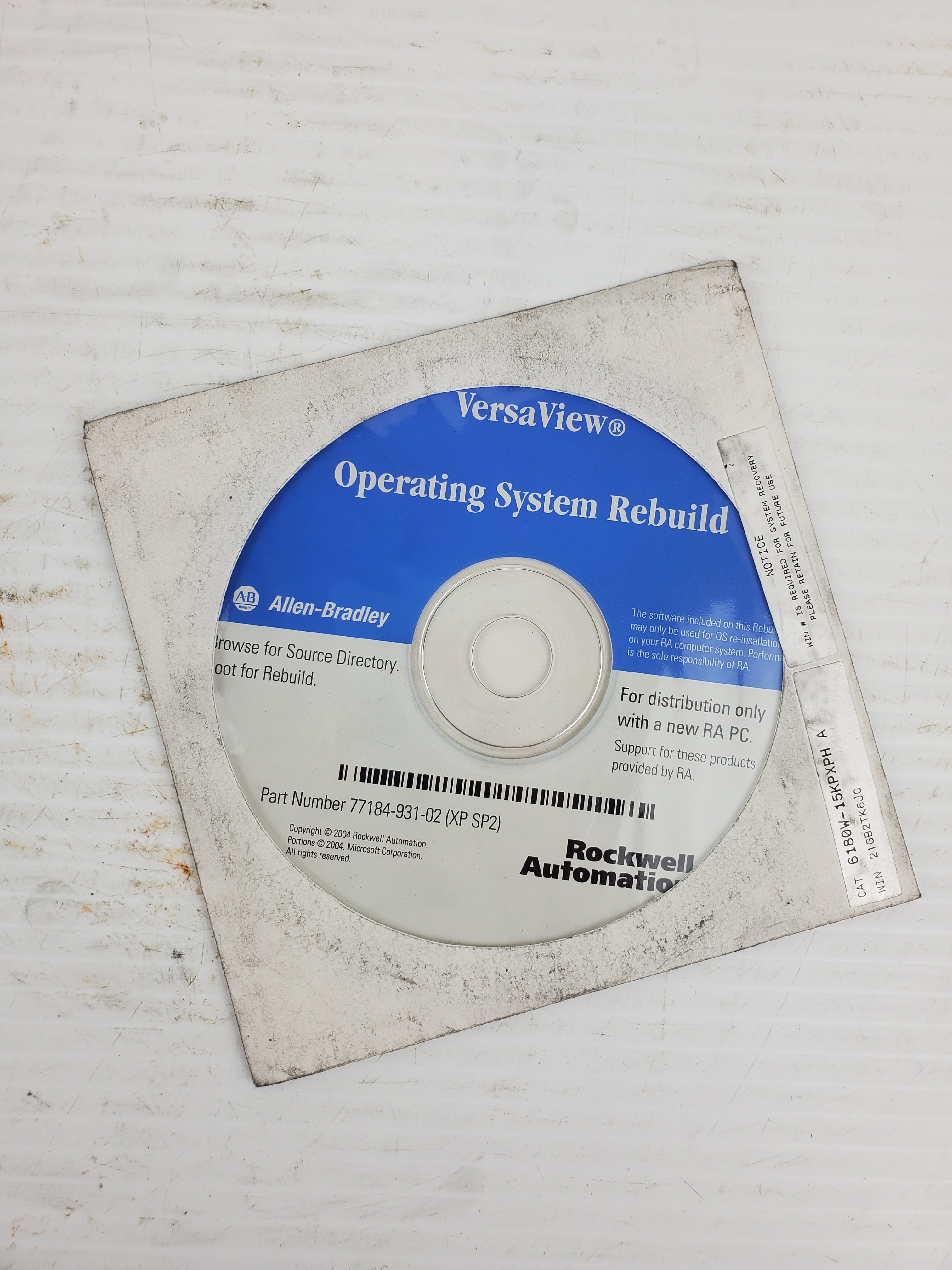 Rockwell Automation 77184-931-02 Operating System Rebuild - CD-DVD ROM