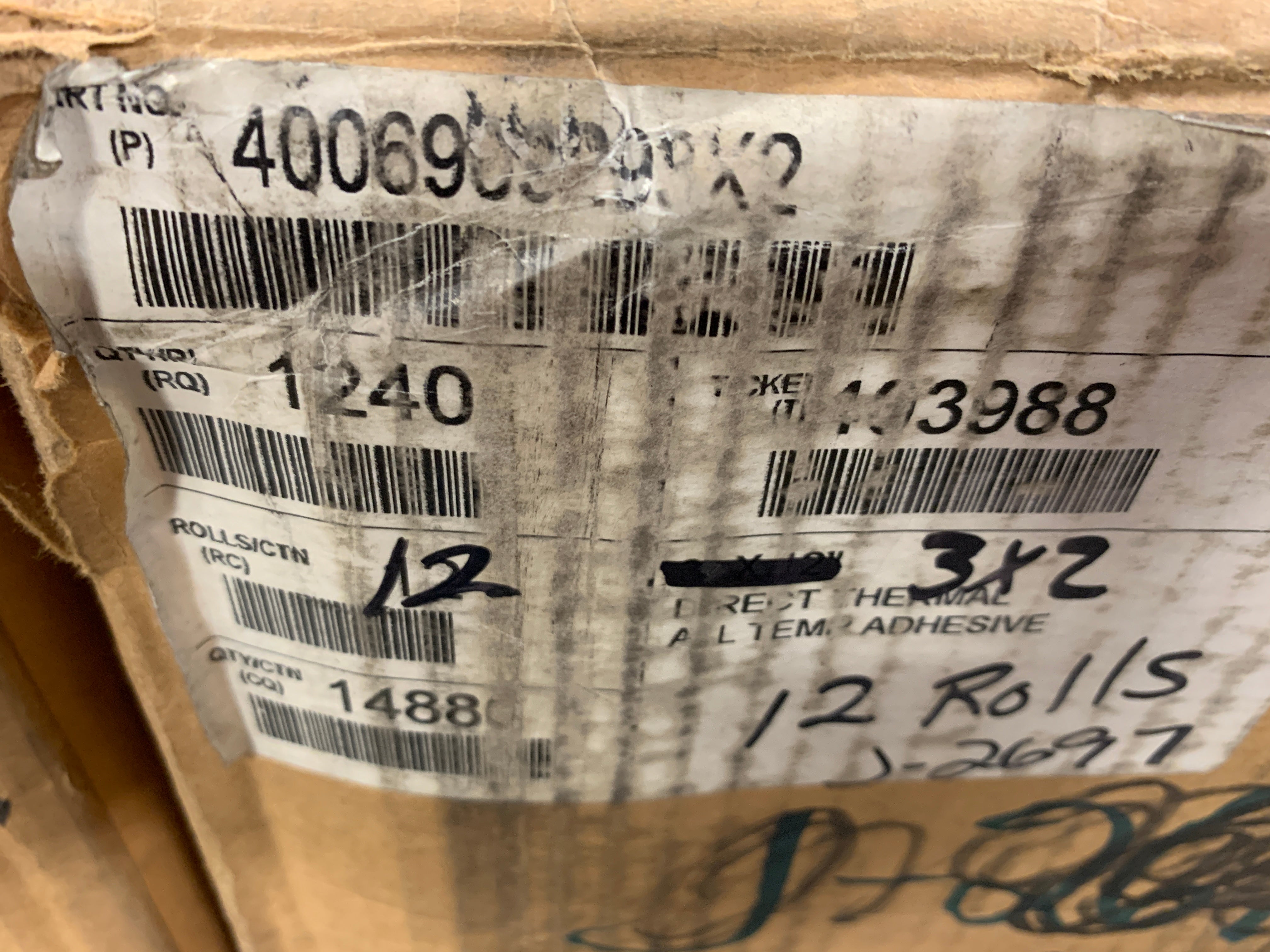 Direct Thermal All Temp Adhesive Labels 3" x 2" - Box of 12