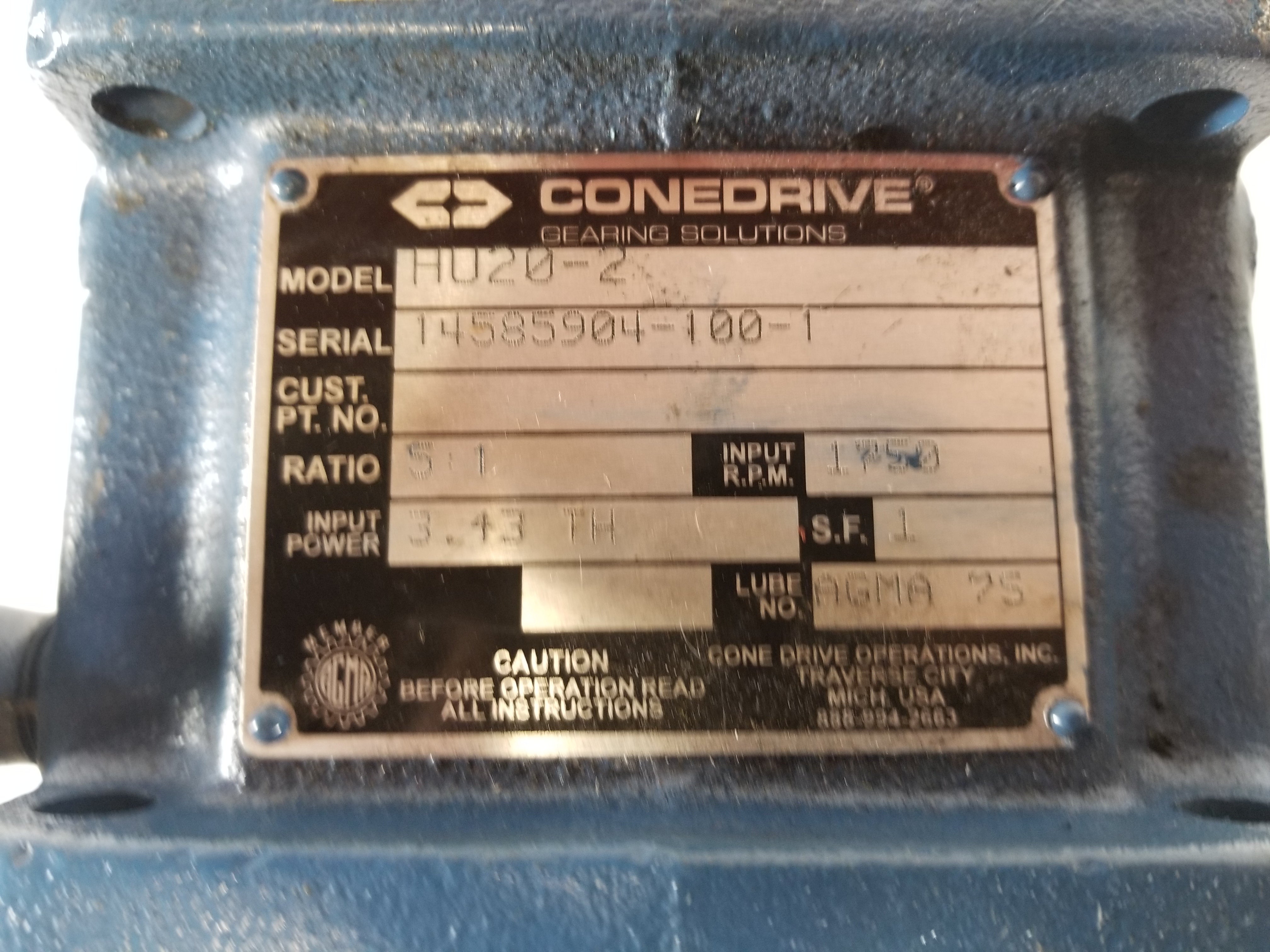 Conedrive HU20-2 Gear Reducer 5:1