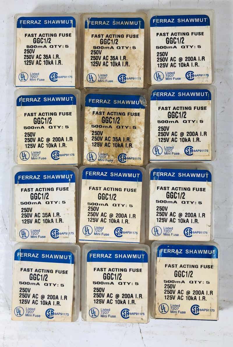 Ferraz-Shawmut Fast Acting Fuse GGC 1/2 250 V 12 Boxes (Lot of 59 Fuses)