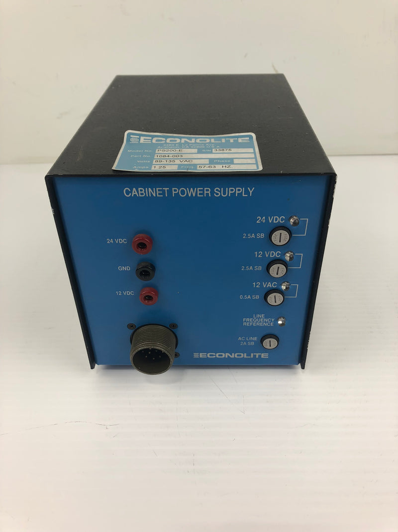 Econolite PS200-E Cabinet Power Supply 89-135VAC 1.25 A 57-63 Hz