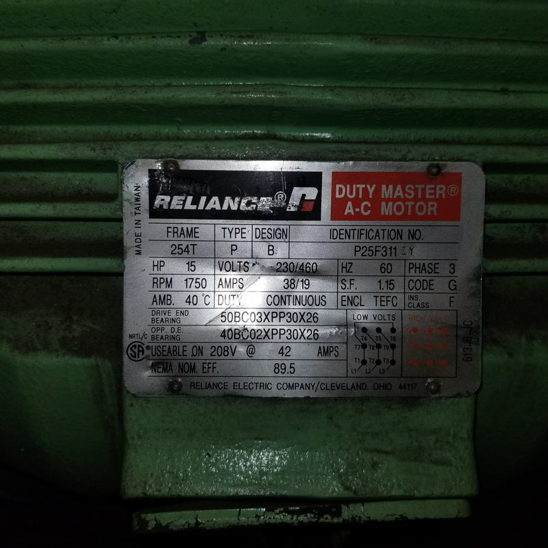 Reliance P25F311 ZY 3-Phase 15HP Electric Motor