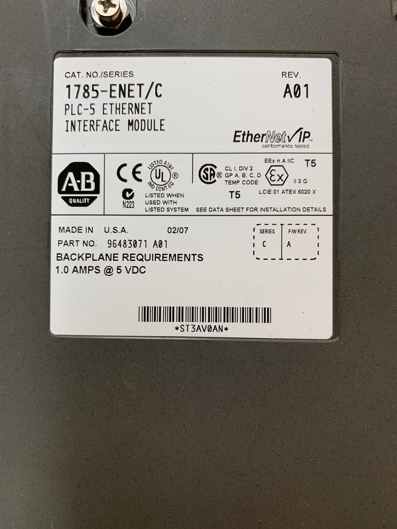 Allen Bradley PLC-5 Ethernet Interface Module 1785-ENET/C