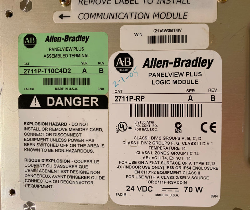 Allen Bradley PanelView Plus 1000 2711P-RP Series A