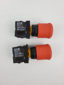 Eaton M22-K10 & M22-K01 Red Push Button - Lot of 2