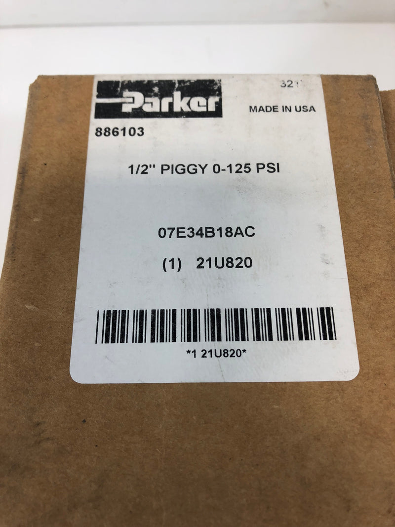 Parker 07E34B18AC 21U820 1/2" Piggy 0-125 PSI Filter Regulator 886103