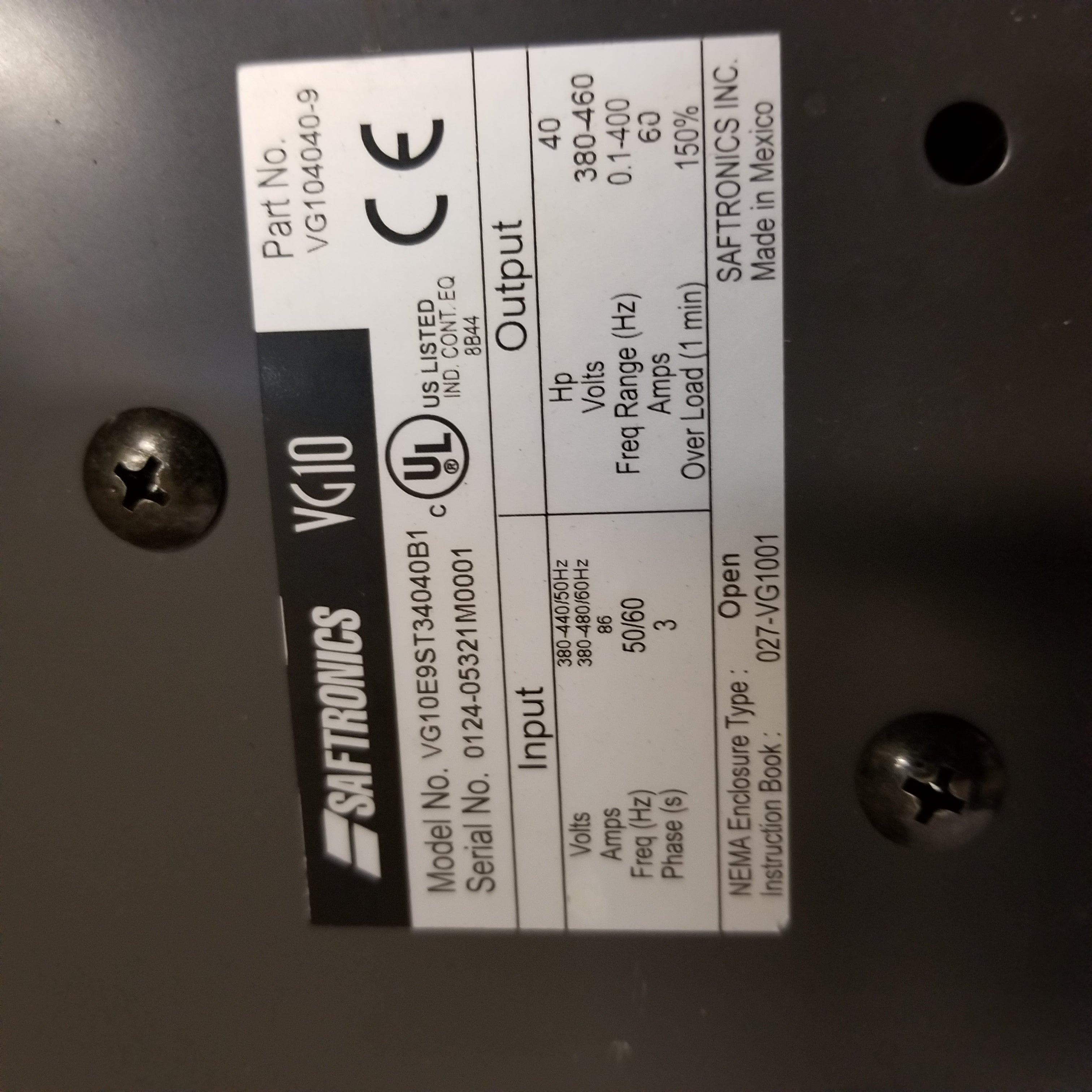 Saftronics VG10E9ST34040B1 AC Motor Drive