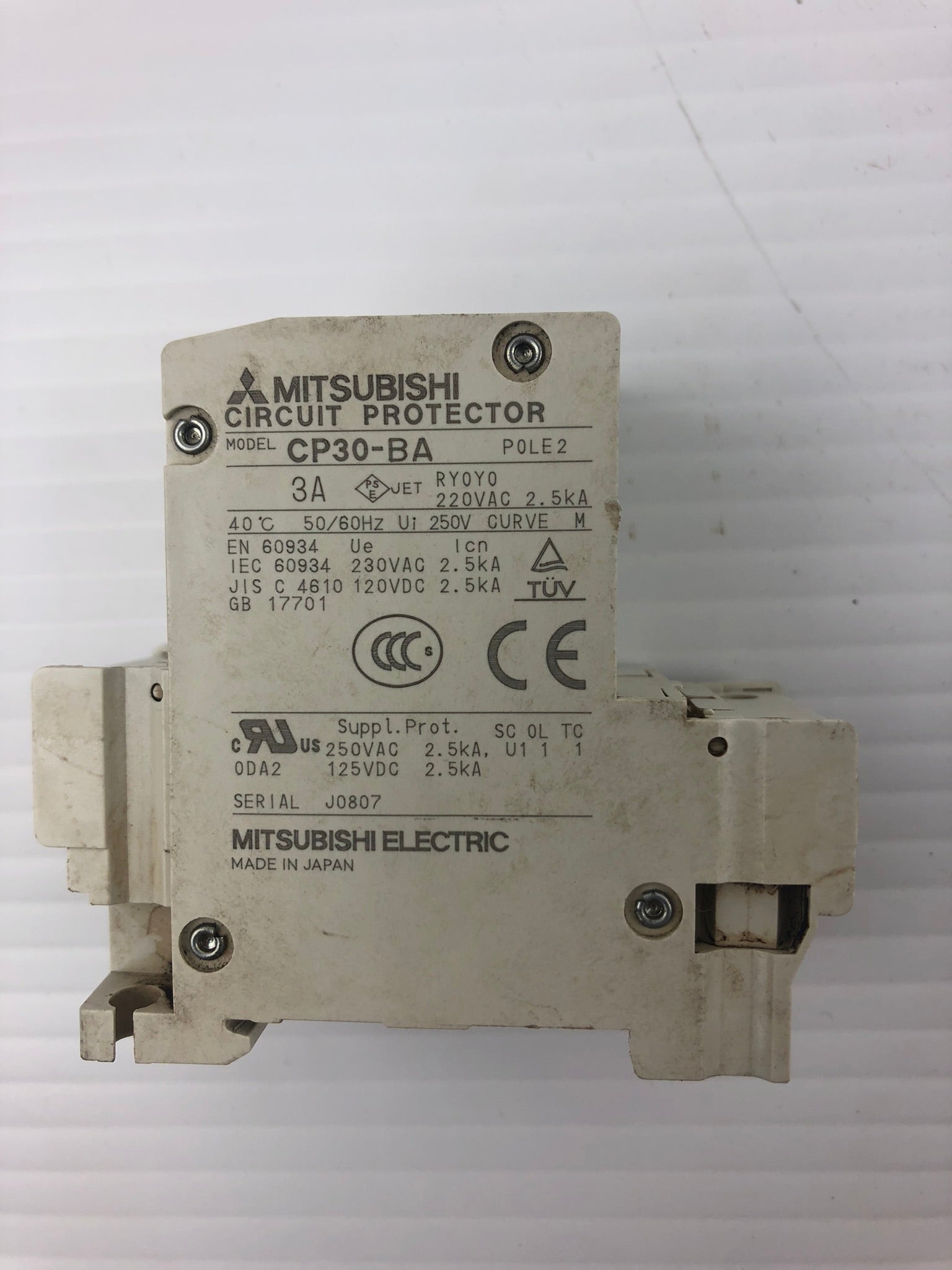 Mitsubishi Circuit Breaker CP30-BA 3 Amp 2 Pole 250VAC 50/60 Hz