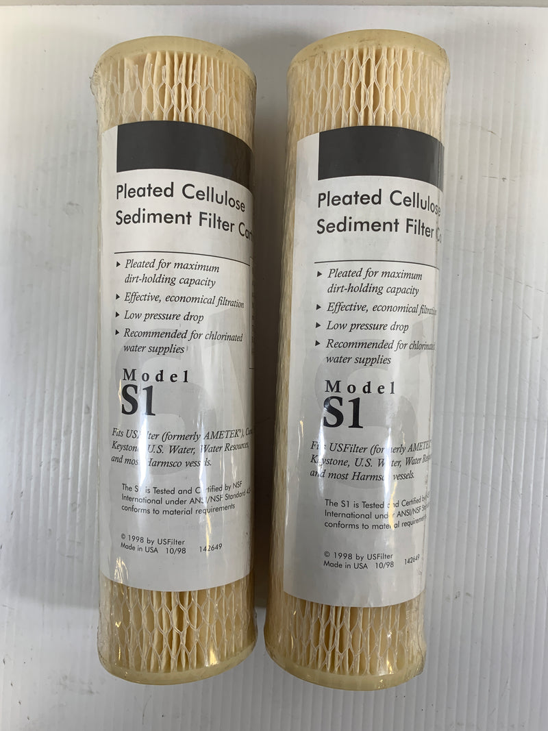 US Filter Pleated Cellulose Sediment Filters S1 Lot of 2