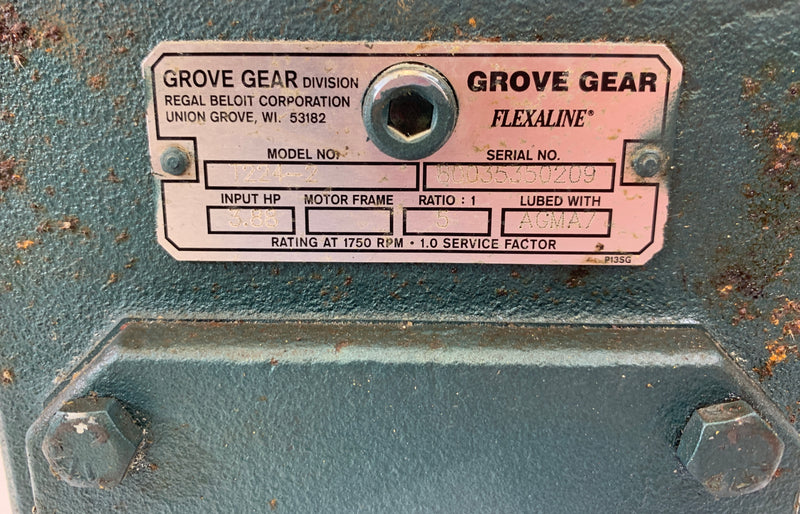 Grove Gear T224-2 Ratio 5:1 HP 3.88 1750 RPM
