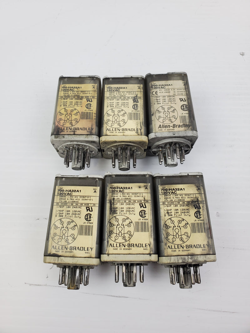 Allen Bradley 700-HA32A1 120VAC Relay Series A 700 HA32A1 (Lot of 6)