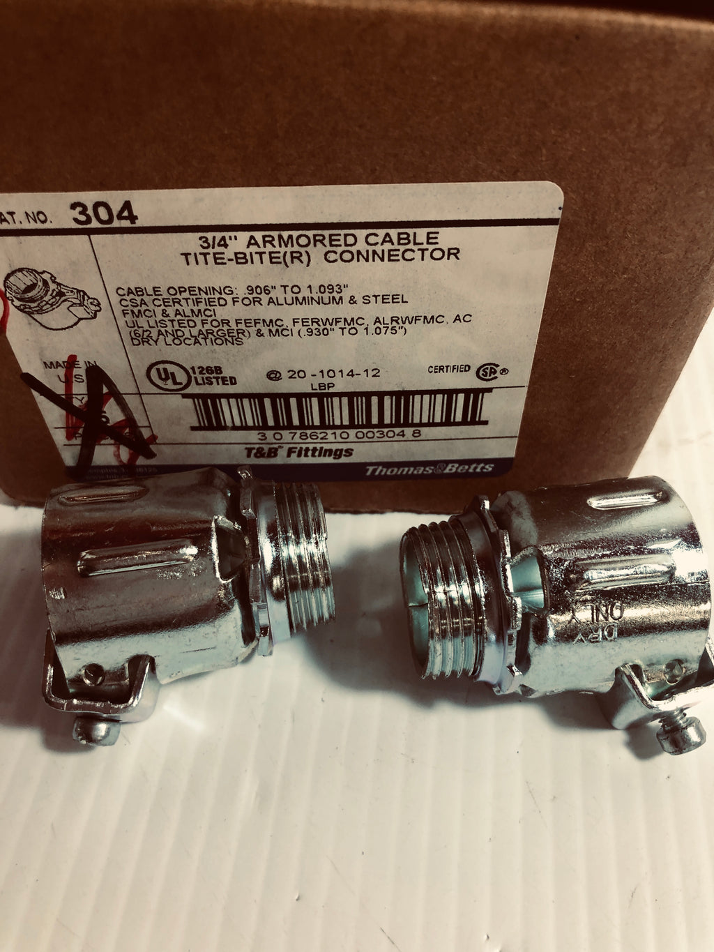 Thomas & Betts Steel City 3/4" Armored Cable TiteBite Connector 304