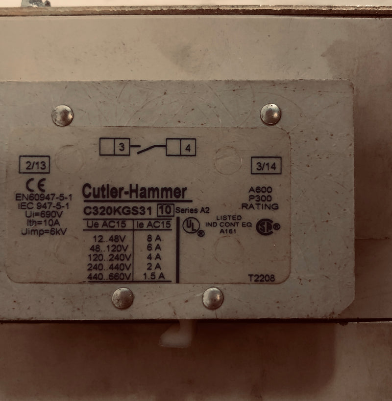 Cutler-Hammer Contact Kit Overload Relay AE16LNO 10-6530