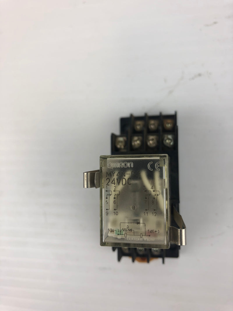 OMRON MY4N-D2 Relay with Base 1367YF 24V DC