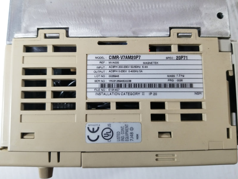 Yaskawa CIMR-V7AM20P7 AC Drive 1HP