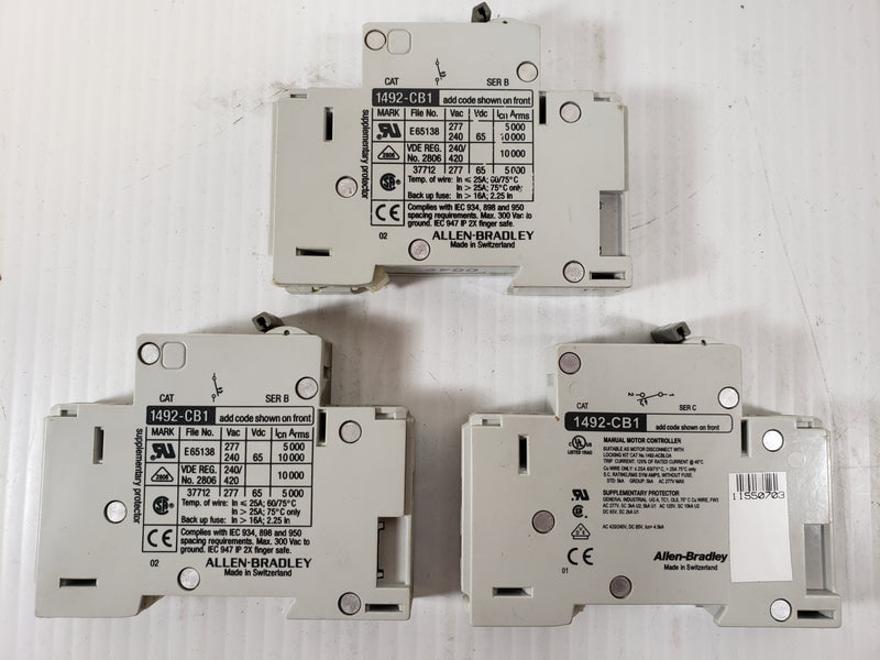 Allen Bradley Circuit Breakers 1492-CB1 G 150 (Lot of 3)