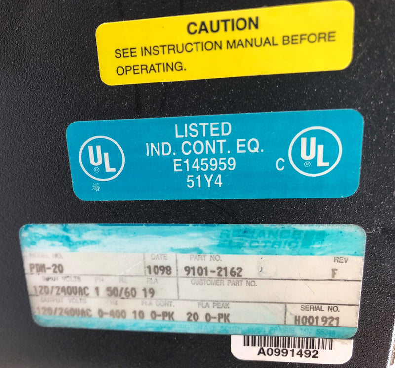 Reliance Electric Electro-Craft iQ 2000 PDM-20 Drive 9101-2162