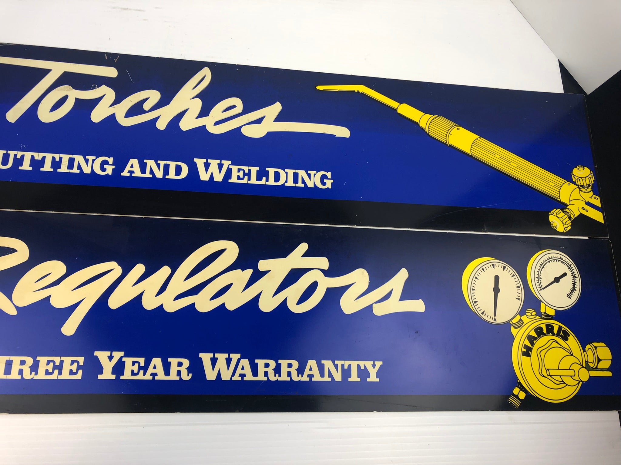 Harris Lincoln Electric Torches and Regulators Sign (2 Plastic Signs)