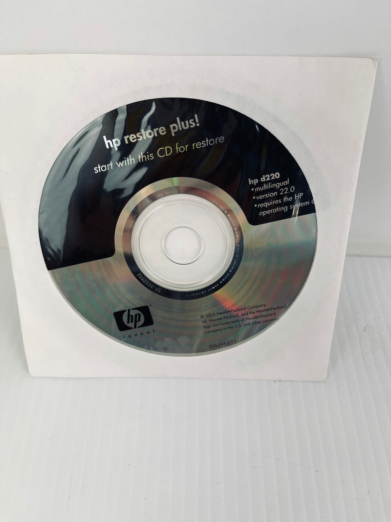 HP Restore Plus! HP D220 and Operating System CD XP Professional Service Pack 2