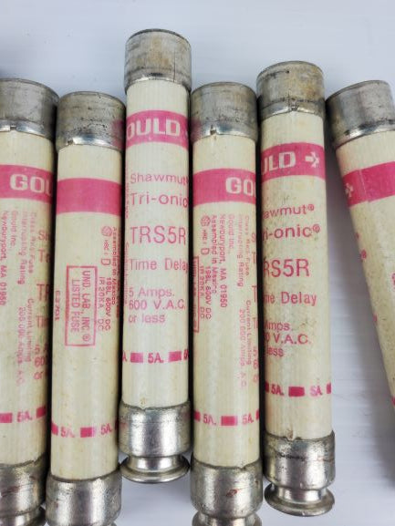 Gould Shawmut TRS5R Time Delay Fuses 5Amps 600VAC or Less (Lot of 9)