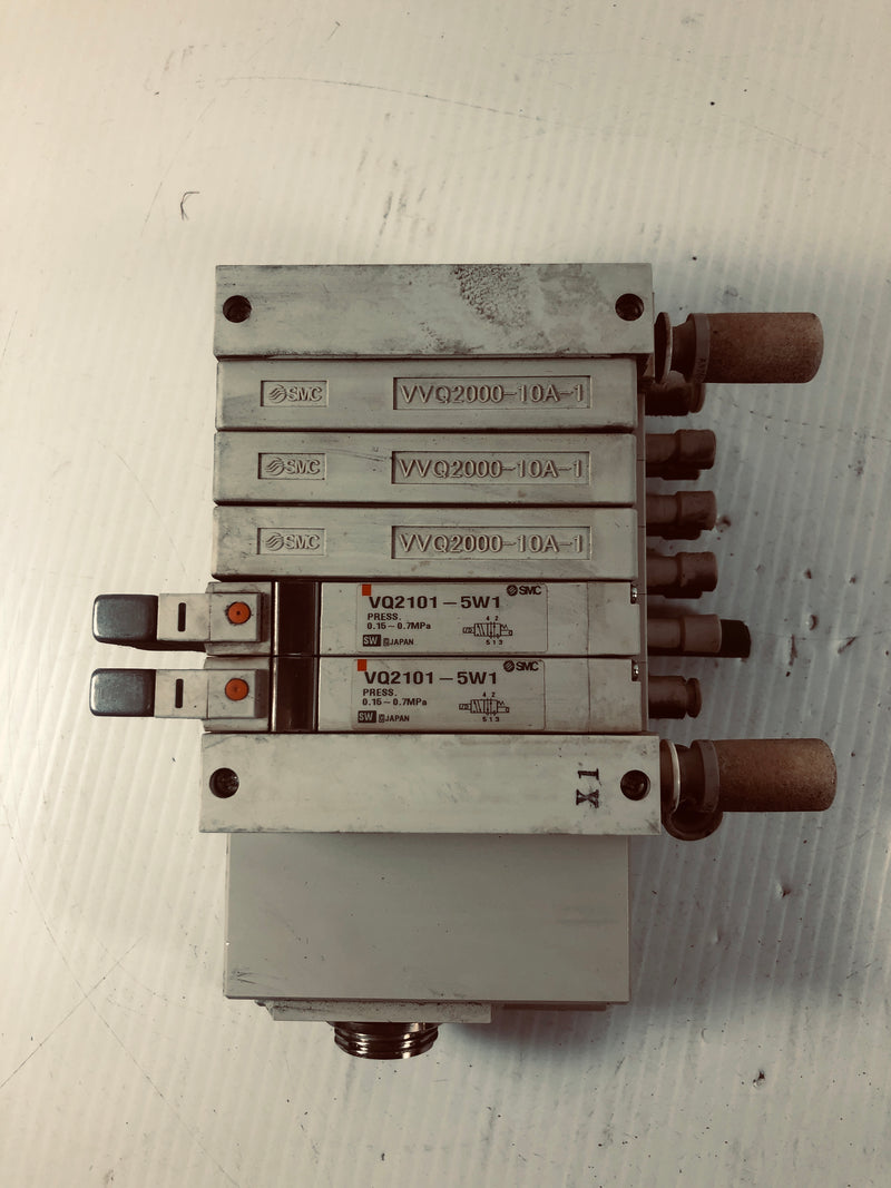 SMC Manifold with Valves VVQ2000-10A-1 VQ2101-5W1