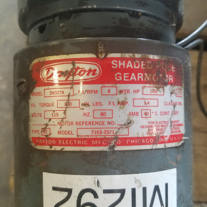 Dayton 3M327A 1/40 Horsepower Electric Gearmotor