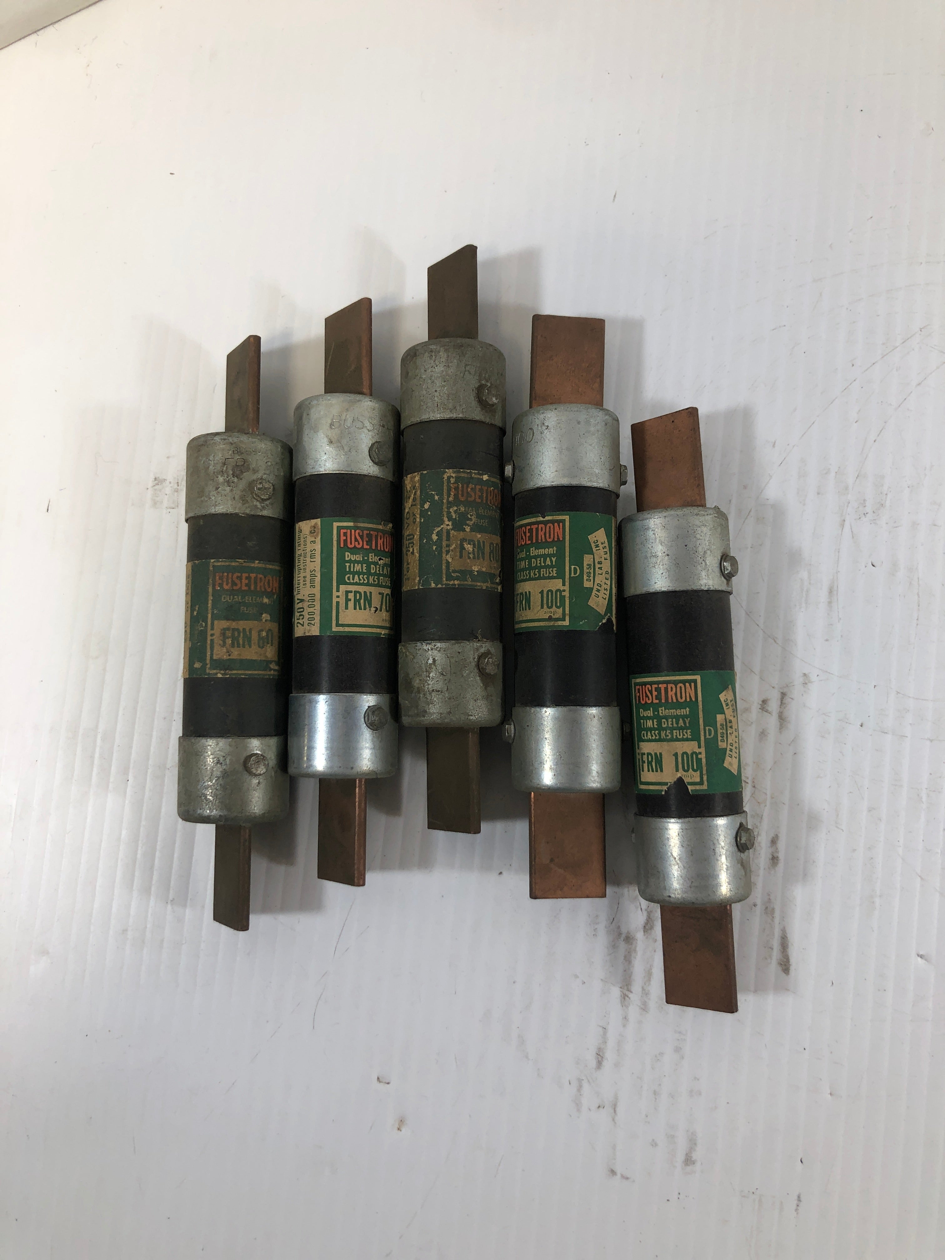 Buss Fusetron Fuse FRN 60 70 80 100 Dual Element Time Delay Class K5 - Lot of 5