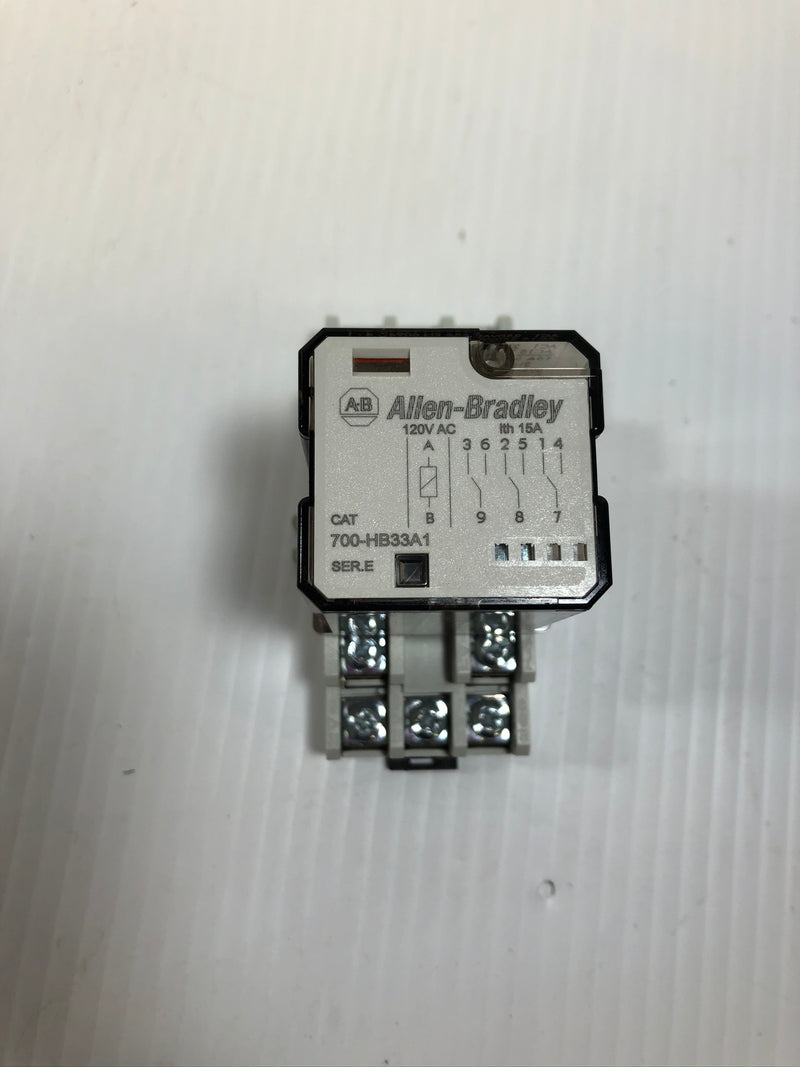 Allen-Bradley 700-HB33A1 Relay Series E with 700-HN154 Series A 15A 300VAC