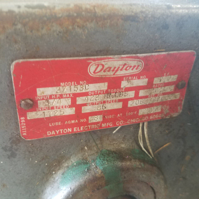 Dayton 5K340S 1/2 Horsepower Electric Gearmotor 2Z153C