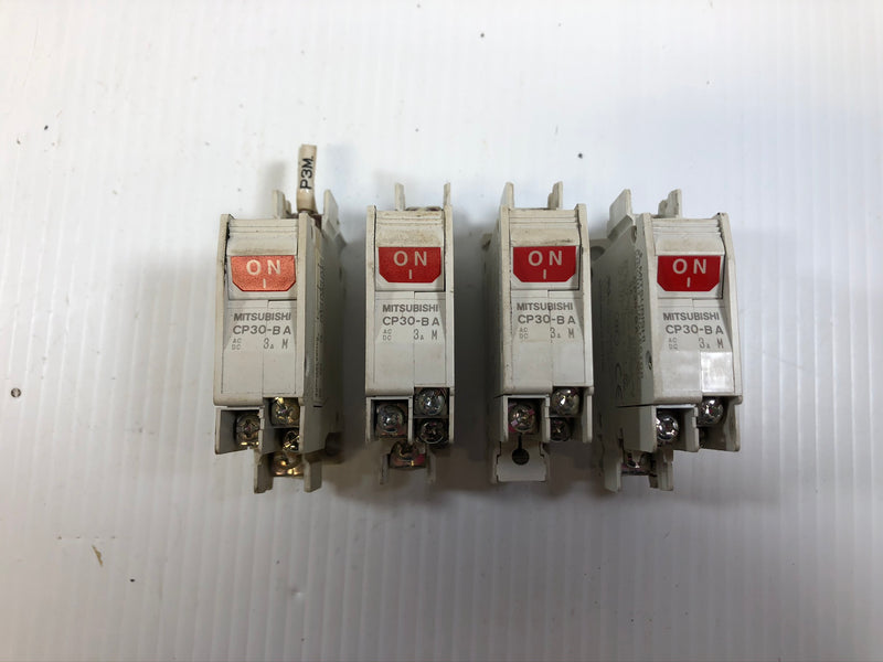 Mitsubishi CP30-BA Circuit Protector 3A 1P 220VAC 2.5kA 50/60 Hz - Lot of 4