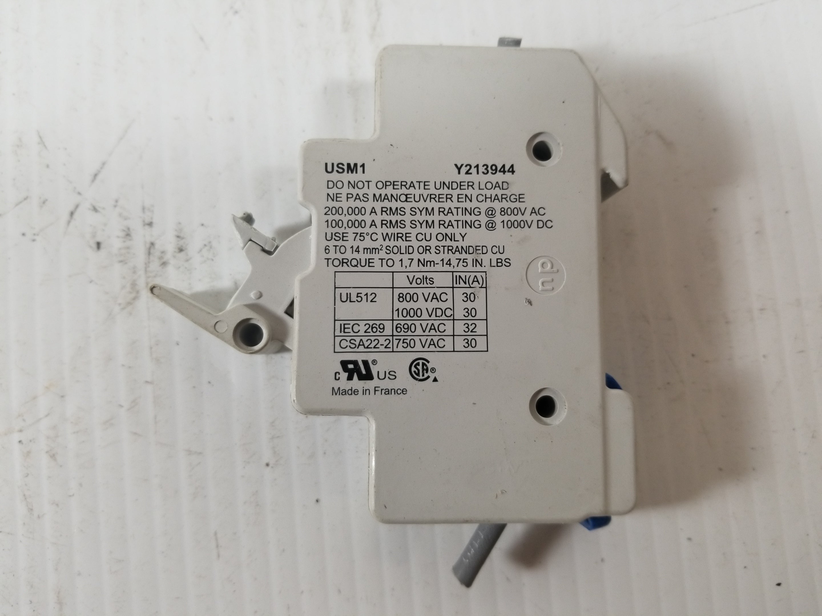 Ferraz Shawmut USM1 UltraSafe Single Pole 800V Fuse Holder - Lot of 3
