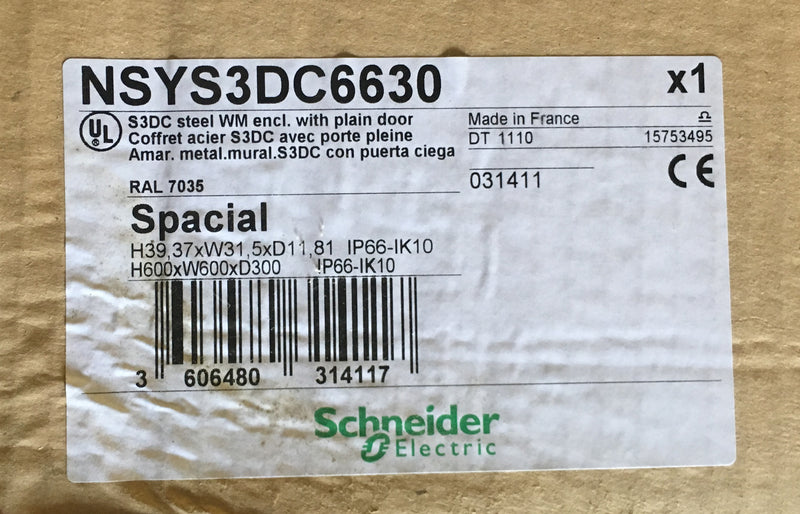 Schneider Metal Enclosure NSYS3DC6630 Size 39,37 x 31,5 x 11,81