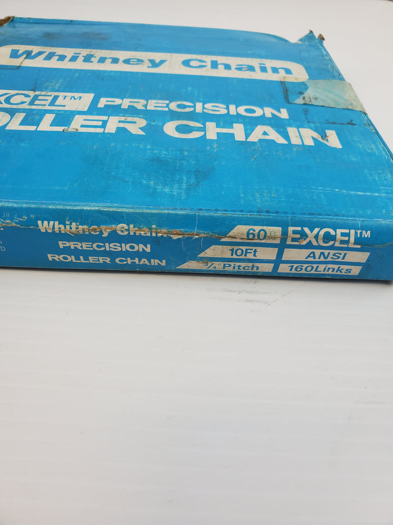 Whitney Chain 60R Excel Precision Roller Chain 10FT 3/4" Pitch 160 Links