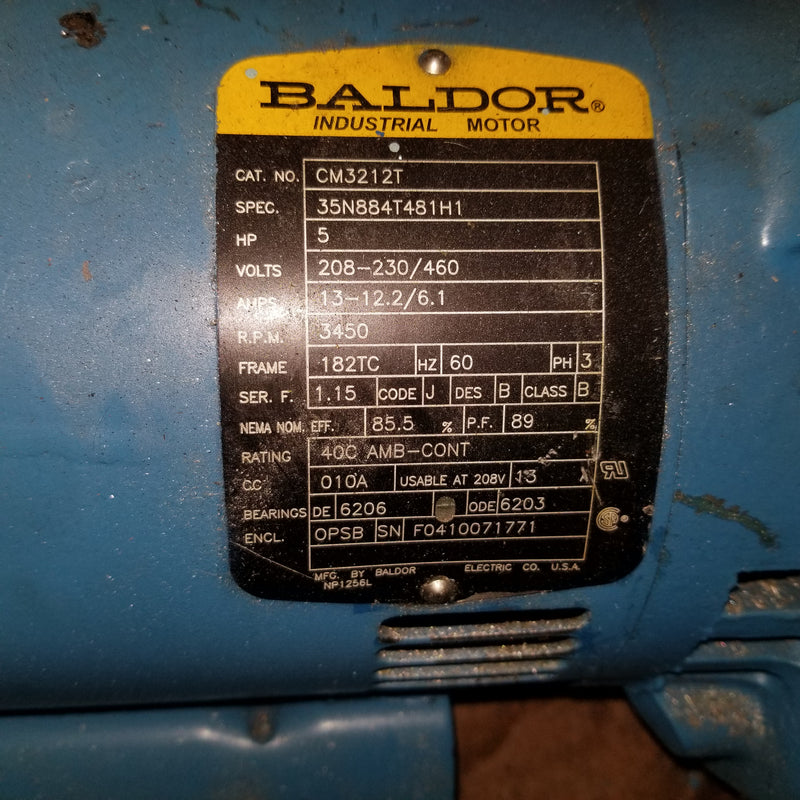 Baldor CM3212T 3 Phase 5HP Electric Pump/Motor