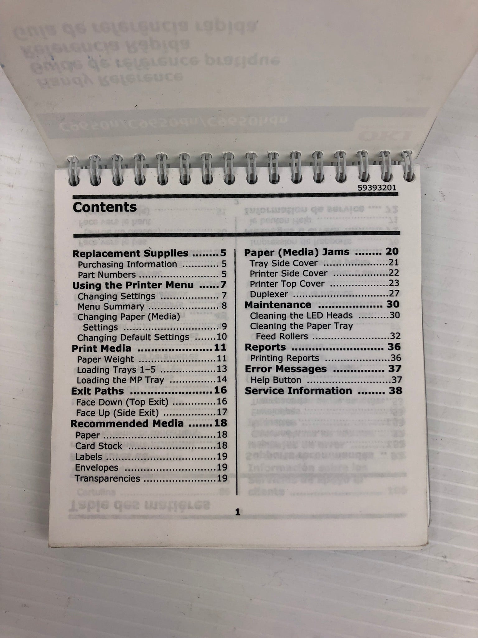 OKI C965n/C965dn/C9650hdn Handy Reference Guide 59393201