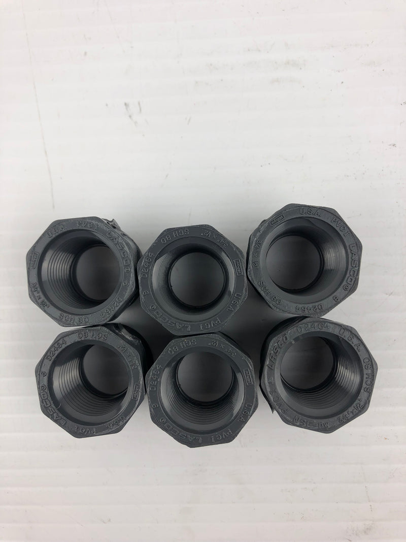 CASCO D2464 SCH 80 3/4" x 1/2" PVC Threaded Fitting (Lot of 6)