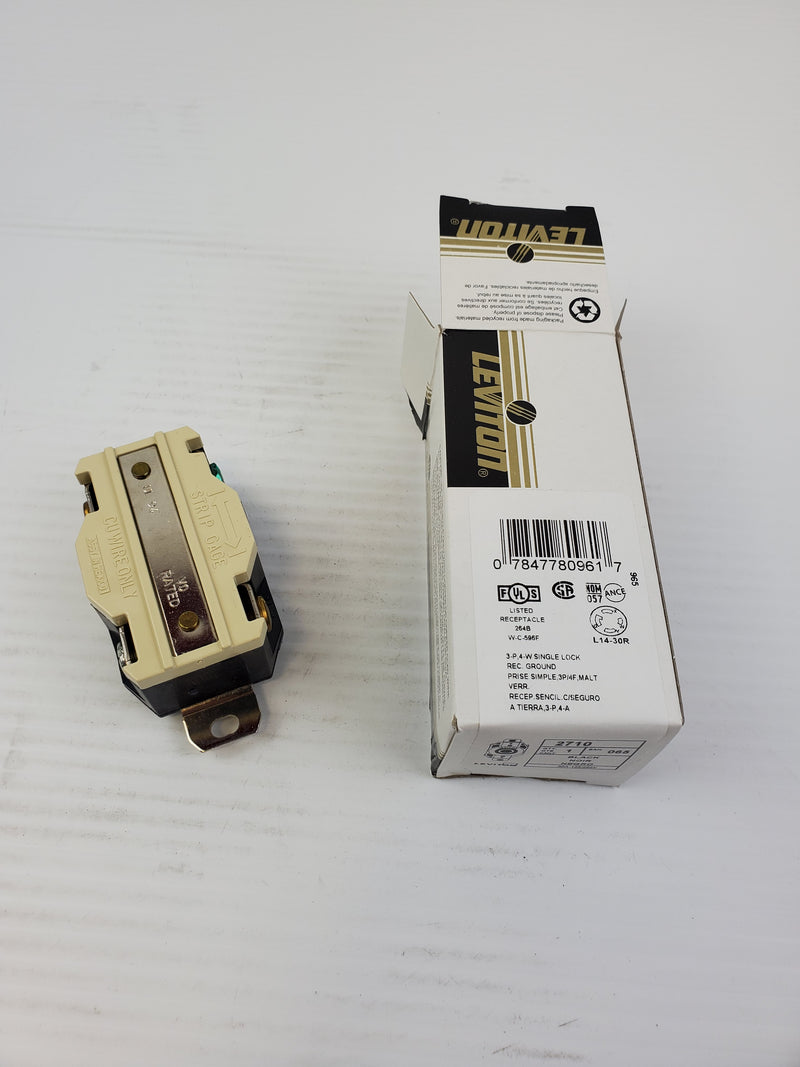 Leviton 2710 Black 3P 4W Single Lock Receptacle Ground