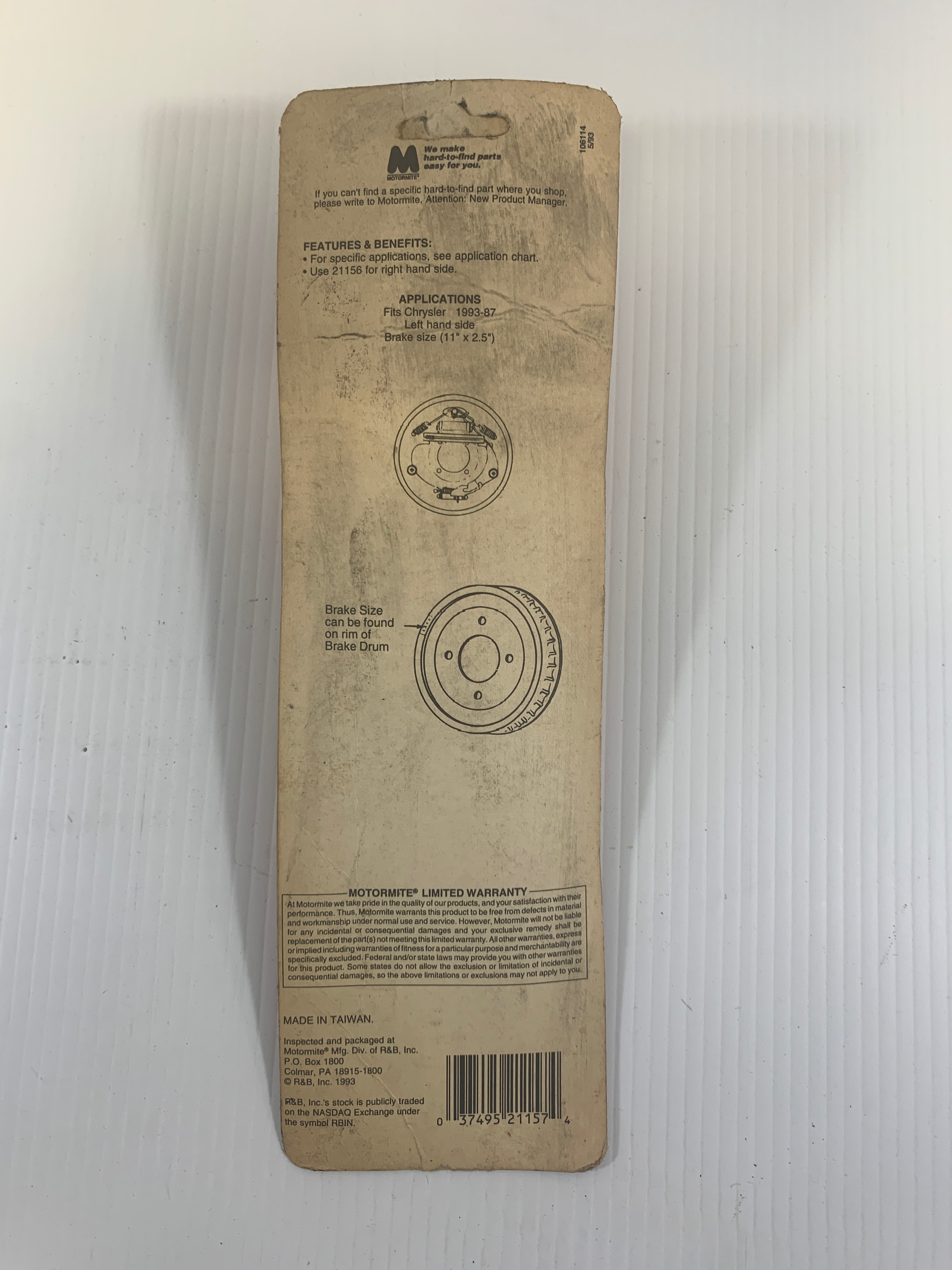 Help! Drum Brake Bar 21157 Chrysler