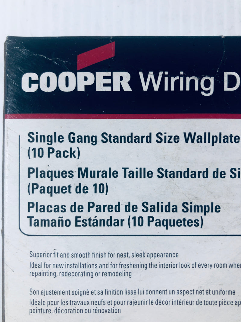 Cooper Wiring Single Gang Standard Wall Plate White 2132W - Lot of 10