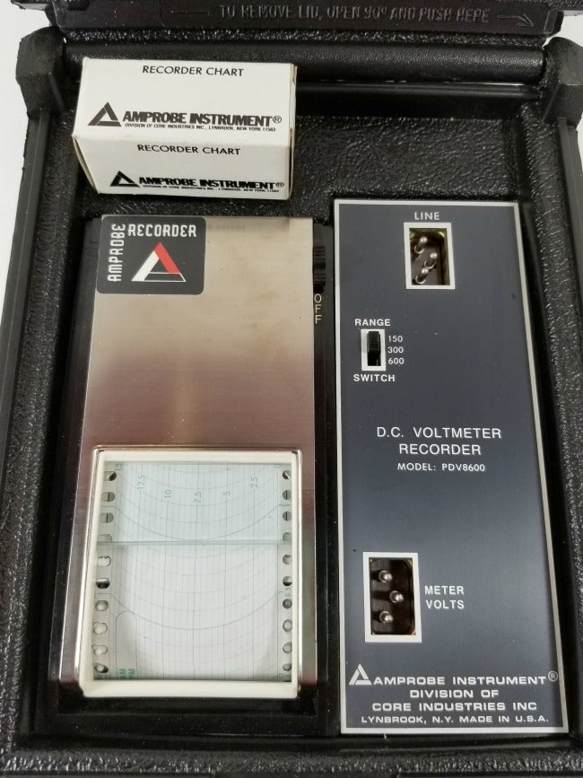 Amprobe Instruments DC Voltmeter Recorder PDV8600 with 830D Recorder Charts