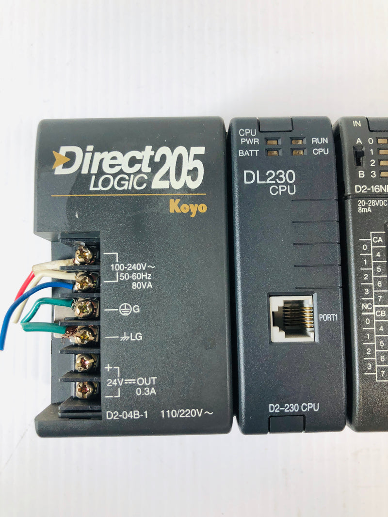 Koyo Direct 205 Assembly D2-04B-1, DL230 CPU, D2-16ND3-2, D2-12TA, D2-Fill